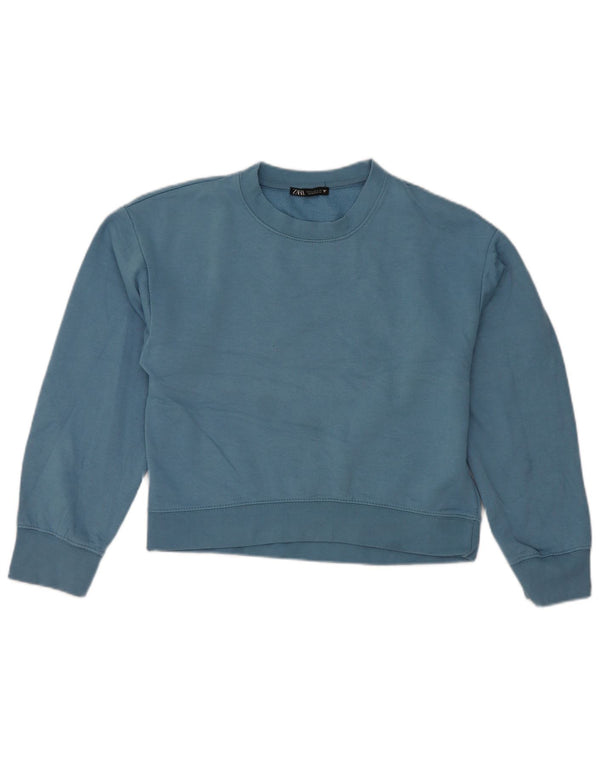 Felpa corta da donna Zara UK 10 piccola blu poliestere