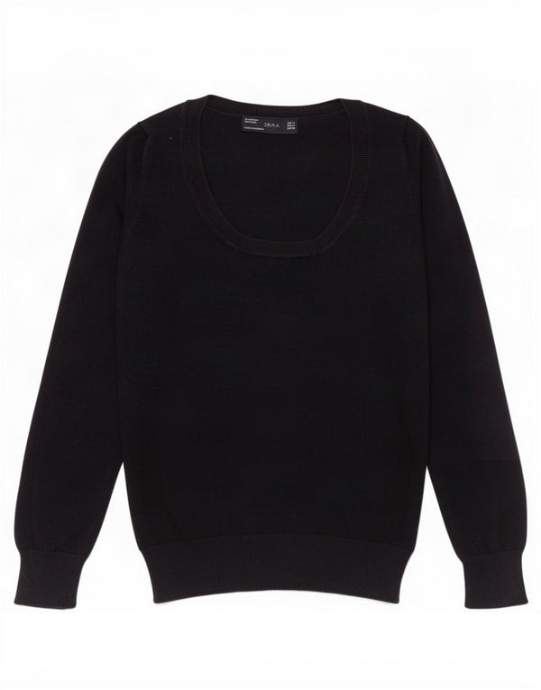 Maglione maglione con scollo a barca da donna Zara UK 12 cotone blu navy medio