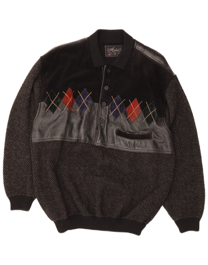 Maglione da uomo con collo alto Cobra IT 52 Large Black Argyle/Diamond Wool