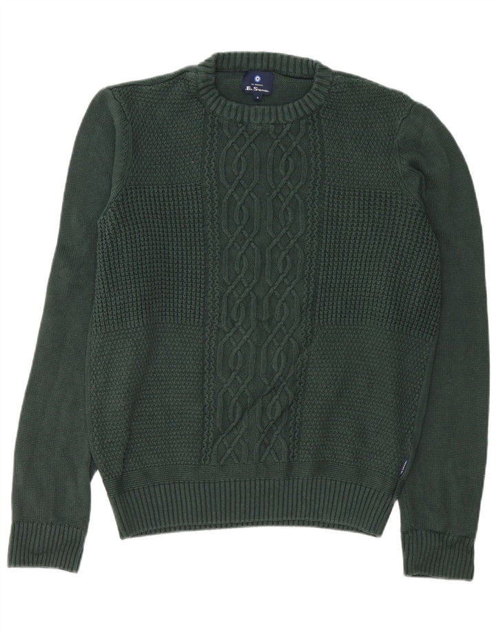 Maglione maglione girocollo da uomo Ben Sherman in cotone verde medio