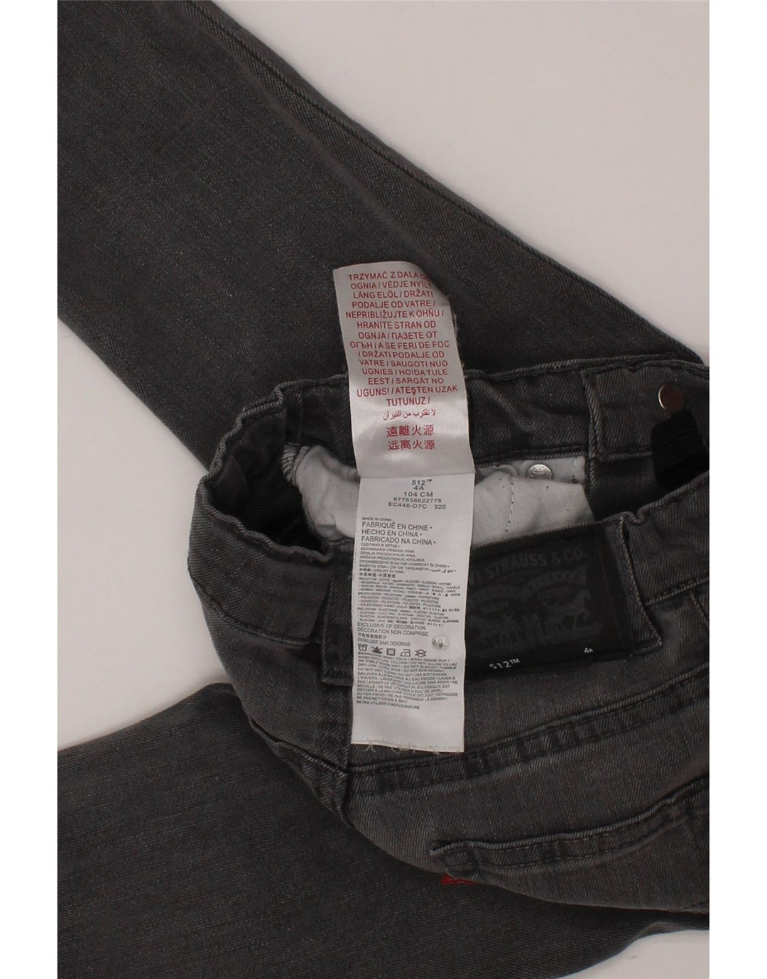 LEVI'S Ragazzi 512 Jeans slim affusolati 3-4 anni W20 L16 Cotone grigio