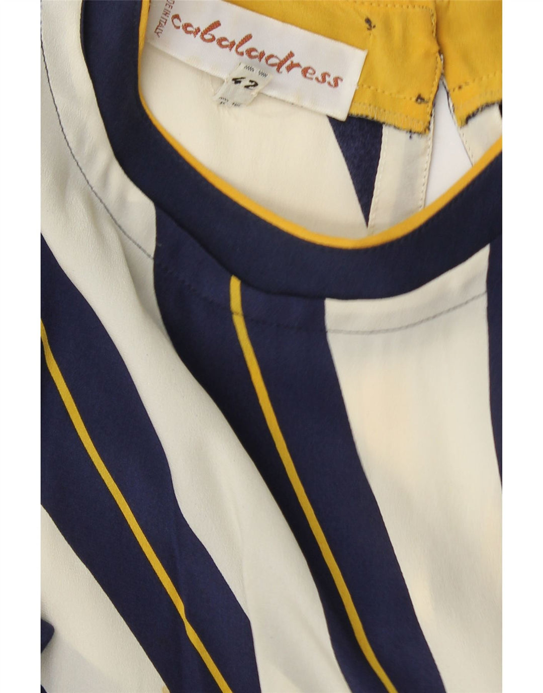 Abito a trapezio da donna a maniche lunghe VINTAGE IT 42 medio blu navy a righe