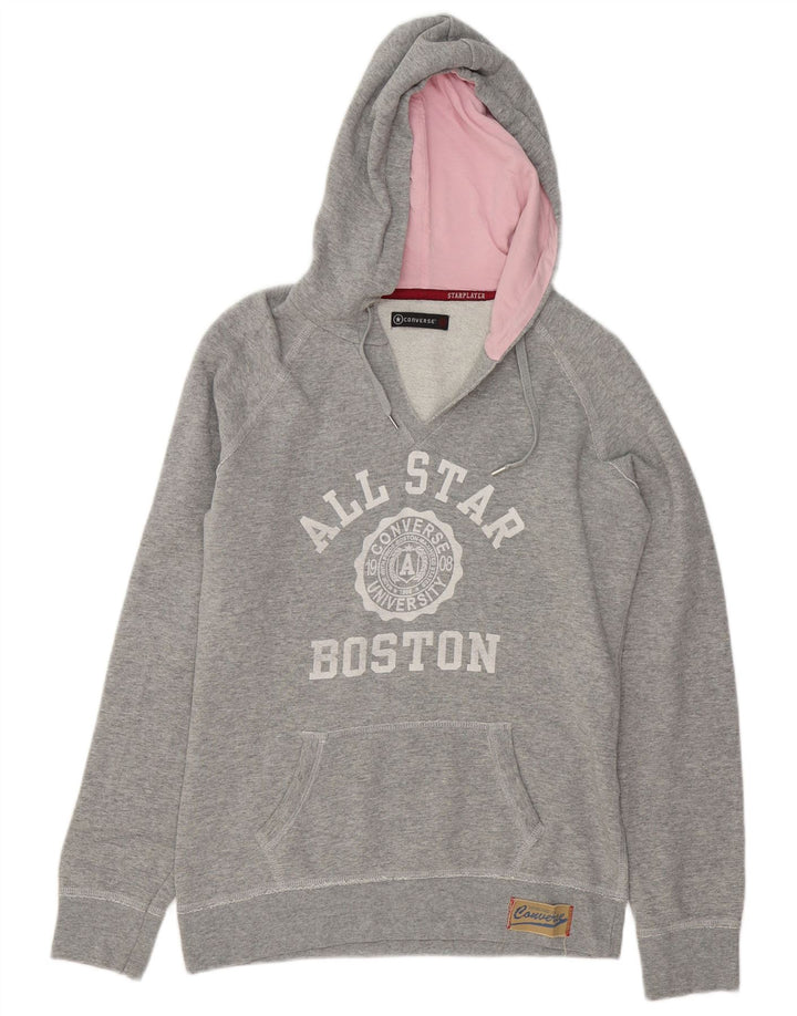 Maglione con cappuccio grafico Converse da donna Boston UK 16 grande grigio chiazzato