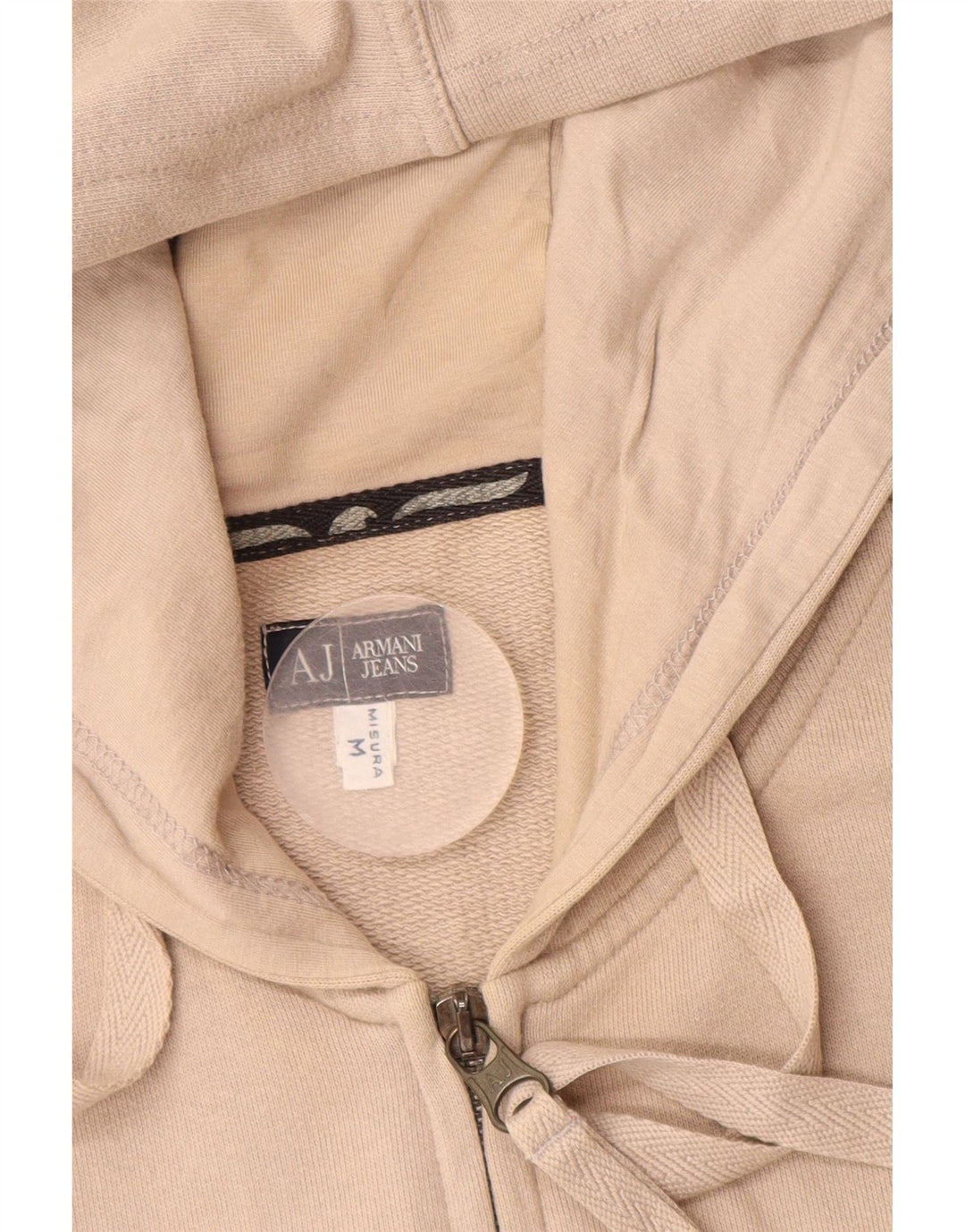 ARMANI JEANS Felpa con cappuccio con zip grafica da uomo Beige medio Colorblock