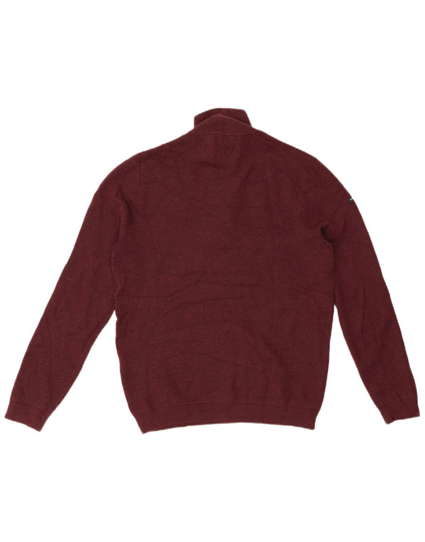 Maglione da donna con collo con zip SUPERDRY UK 16 Lana merino bordeaux grande