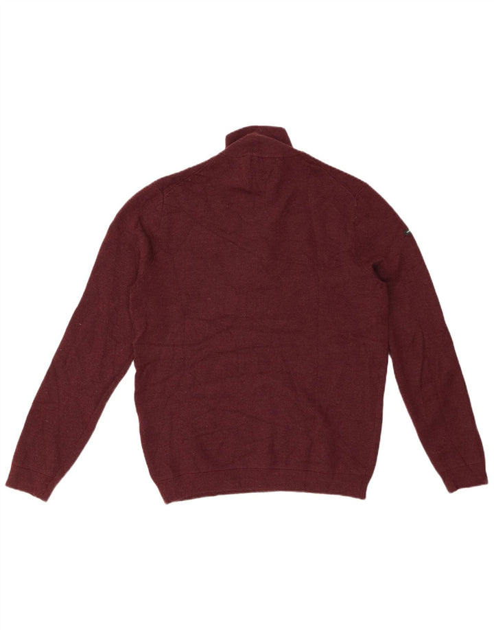 Maglione da donna con collo con zip SUPERDRY UK 16 Lana merino bordeaux grande