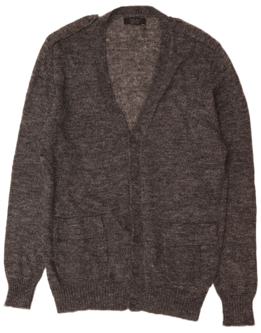 Maglione cardigan da uomo Zara XL acrilico chiazzato grigio