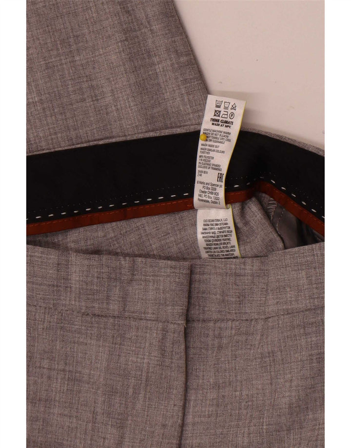 Pantaloni da abito da donna Marks & Spencer UK 16 Large W34 L30 Poliestere grigio