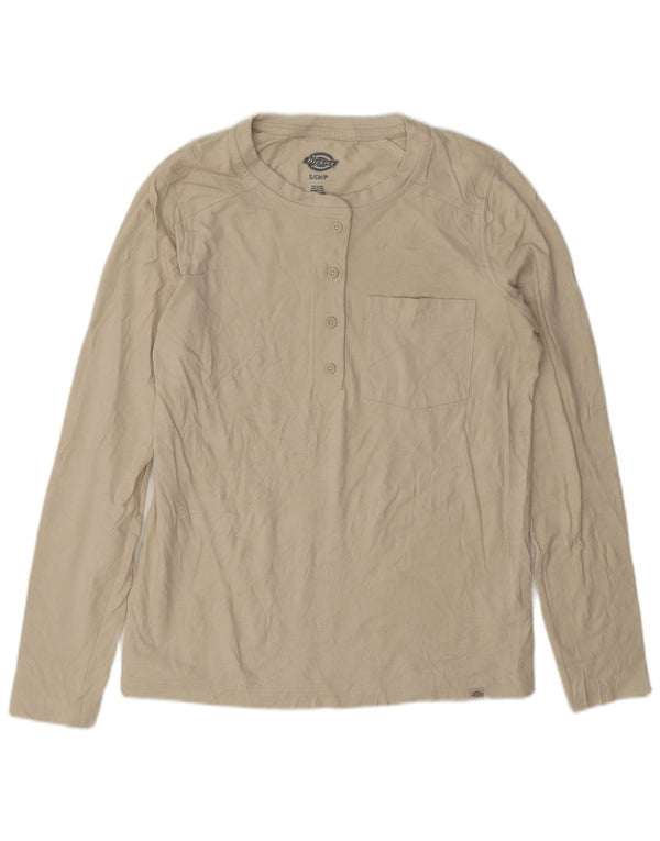 Dickies Top da donna a maniche lunghe UK 10 piccolo in cotone beige