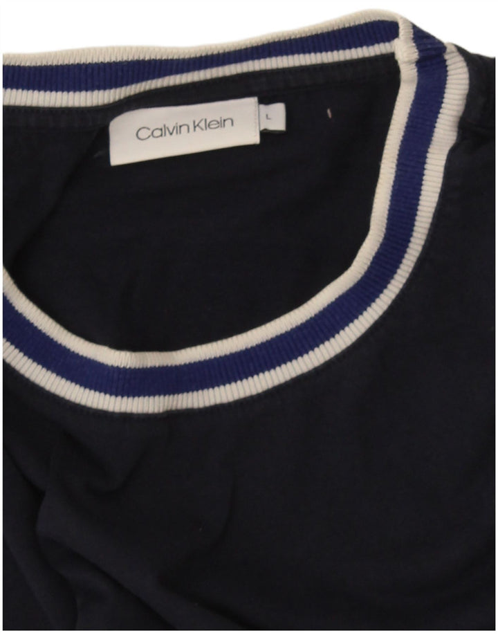 Maglietta da uomo Calvin Klein Top grande a righe blu navy