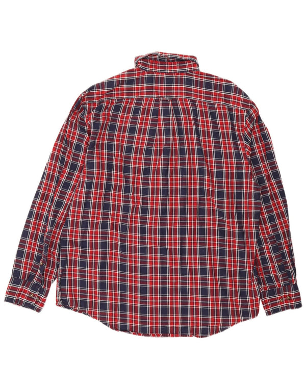 Camicia da uomo in flanella Izod grande in cotone a quadri blu navy