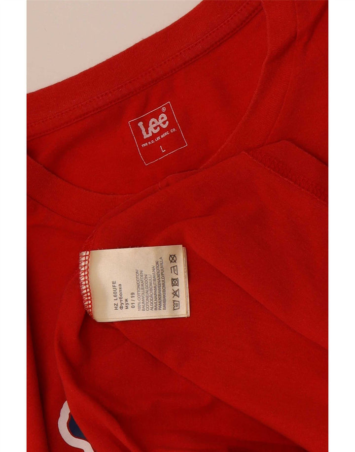 Maglietta grafica da uomo Lee Top grande in cotone rosso