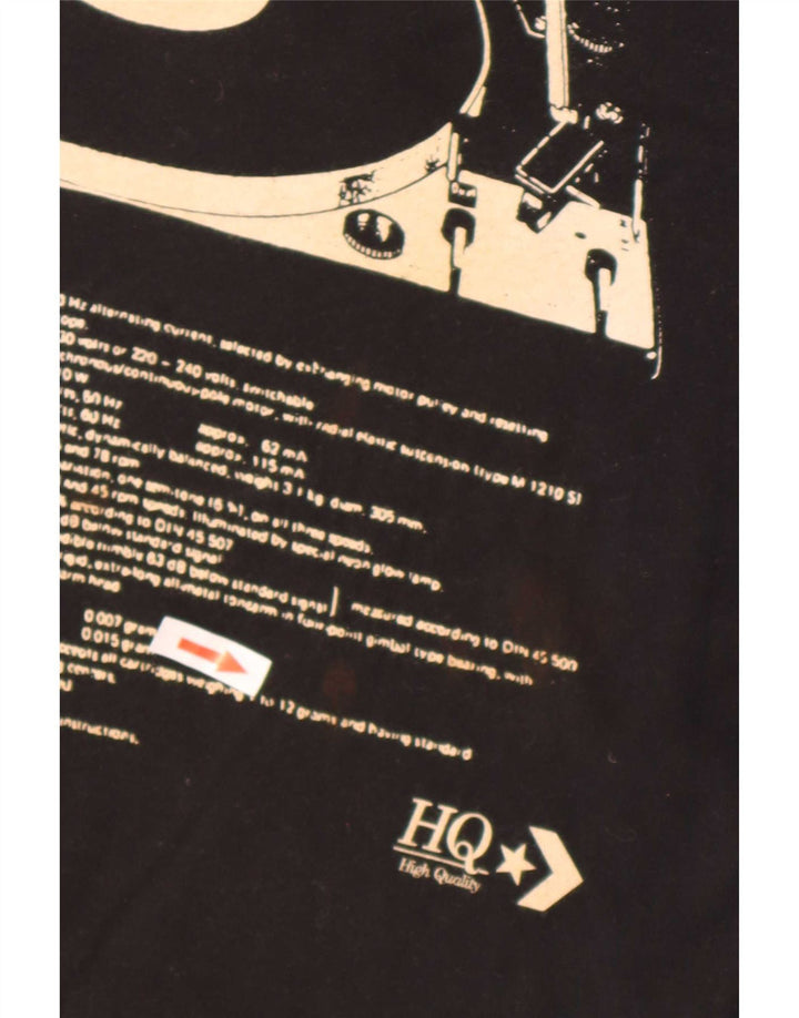 Converse - T-shirt grafica regolare da uomo, top in cotone nero medio, musica