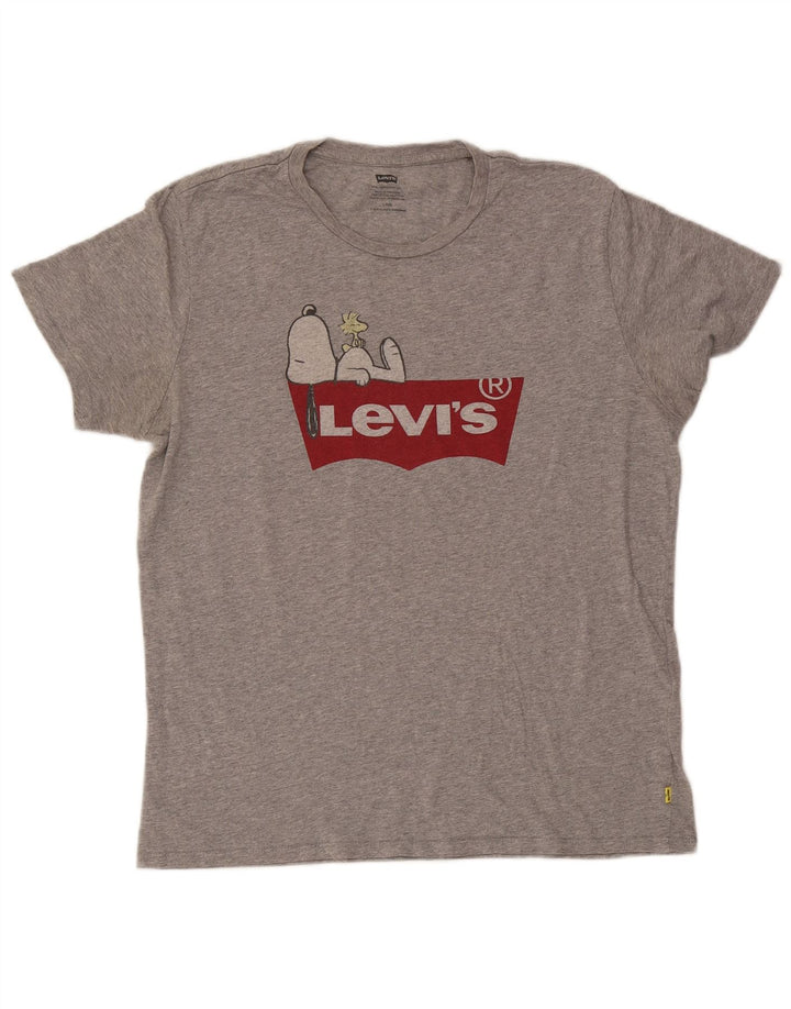 T-shirt grafica da uomo Levi's Peanuts Top grande in cotone chiazzato grigio