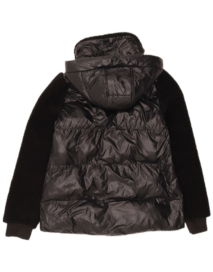 Giacca imbottita con cappuccio da donna Michael Kors UK 14 nylon nero medio
