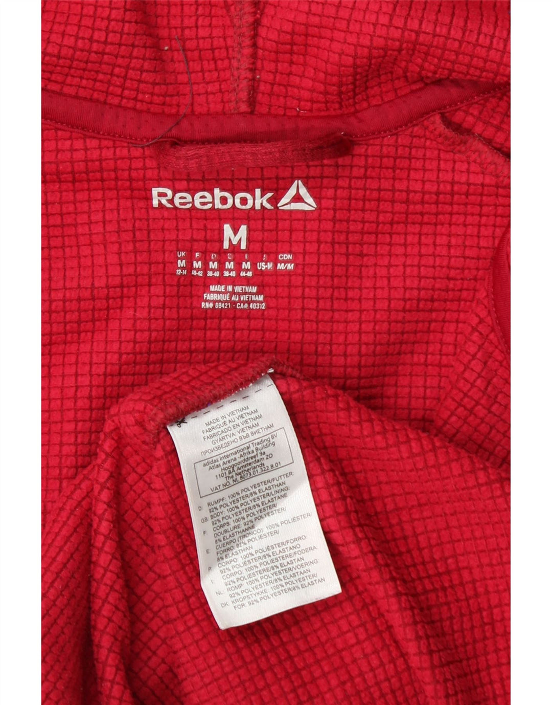 REEBOK Felpa con cappuccio e zip da donna UK 12/14 Poliestere rosso medio