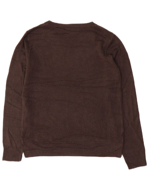 Maglione maglione con scollo a barca da donna Marks & Spencer UK 10 piccolo acrilico marrone