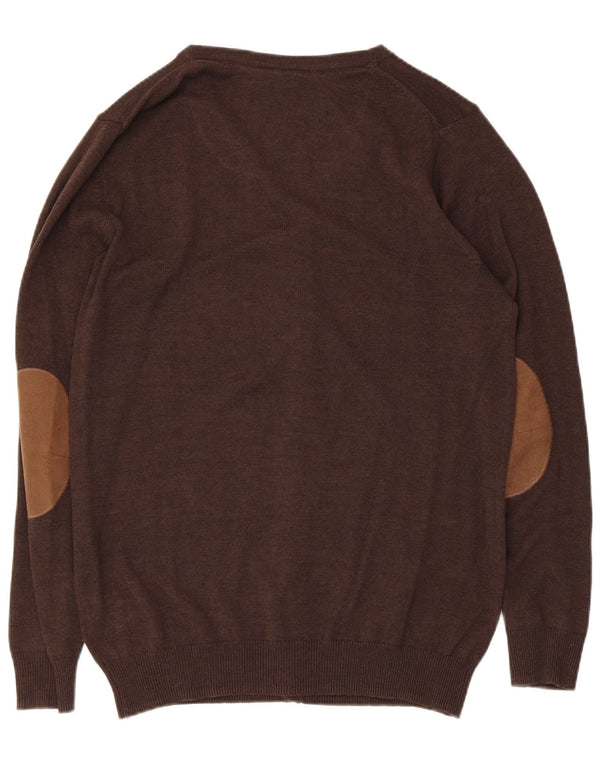 Maglione cardigan da uomo vintage UK 38/40 cotone marrone medio