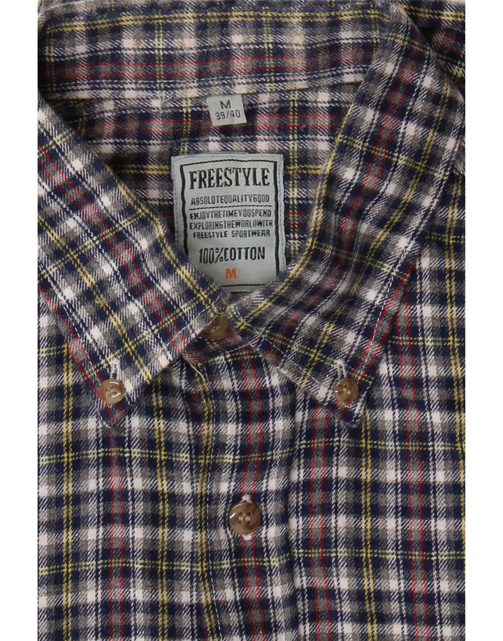 Camicia vintage da uomo in flanella taglia 39/40 in cotone a quadri blu medio