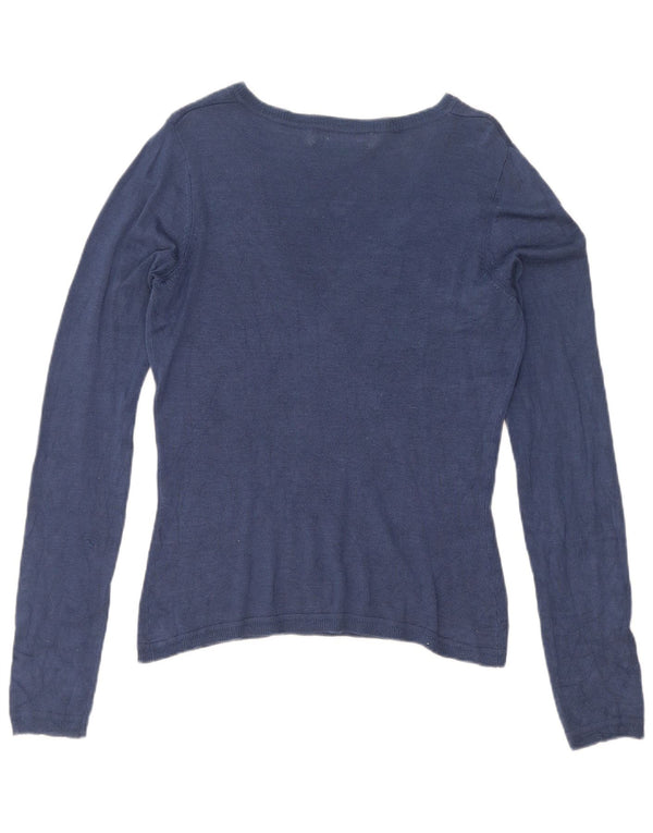 Maglione Zara da donna con scollo a V UK 14 grande blu navy
