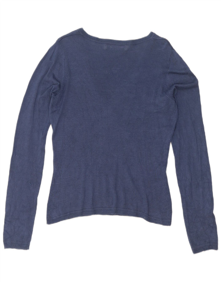 Maglione Zara da donna con scollo a V UK 14 grande blu navy