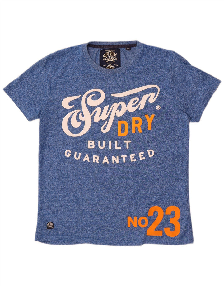 T-shirt grafica da uomo Superdry Top in cotone chiazzato blu medio