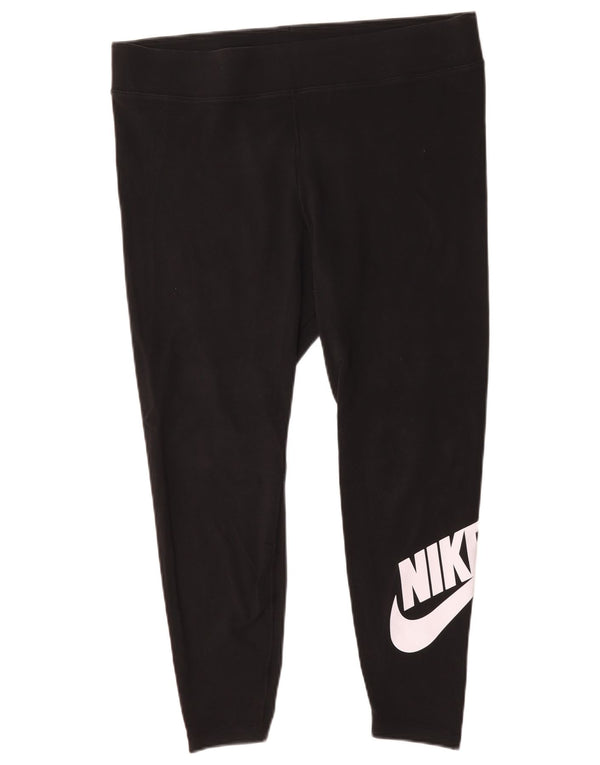 Leggings corti con grafica Nike da donna UK 18 XL cotone nero
