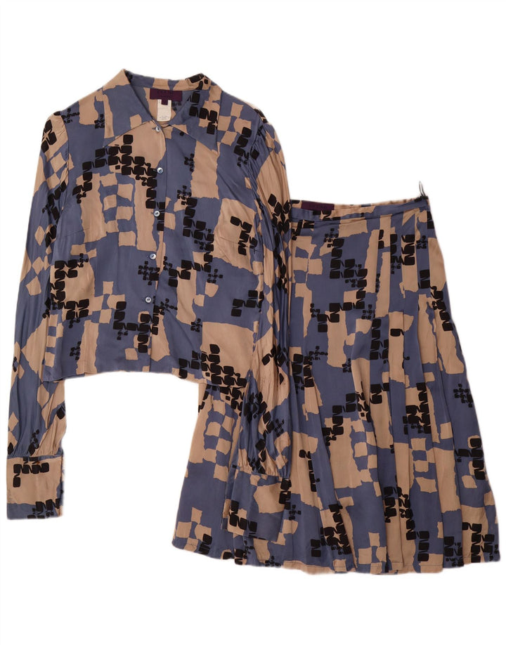 Set gonna 2 pezzi da donna LES COPAINS IT 42 medio W28 seta geometrica blu