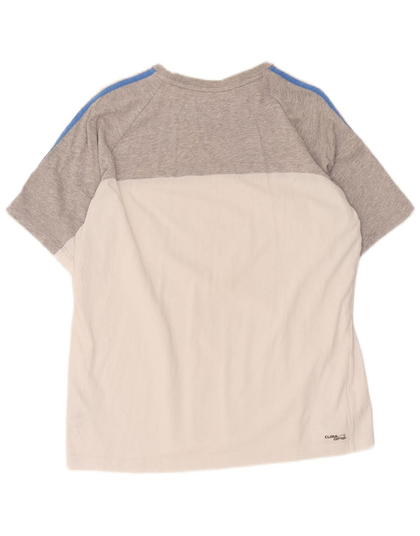 T-shirt regolare da donna Adidas Top grande in cotone color block grigio