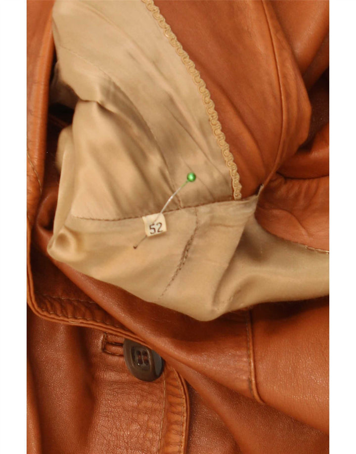 Cappotto in pelle vintage da donna IT 52 2XL Marrone