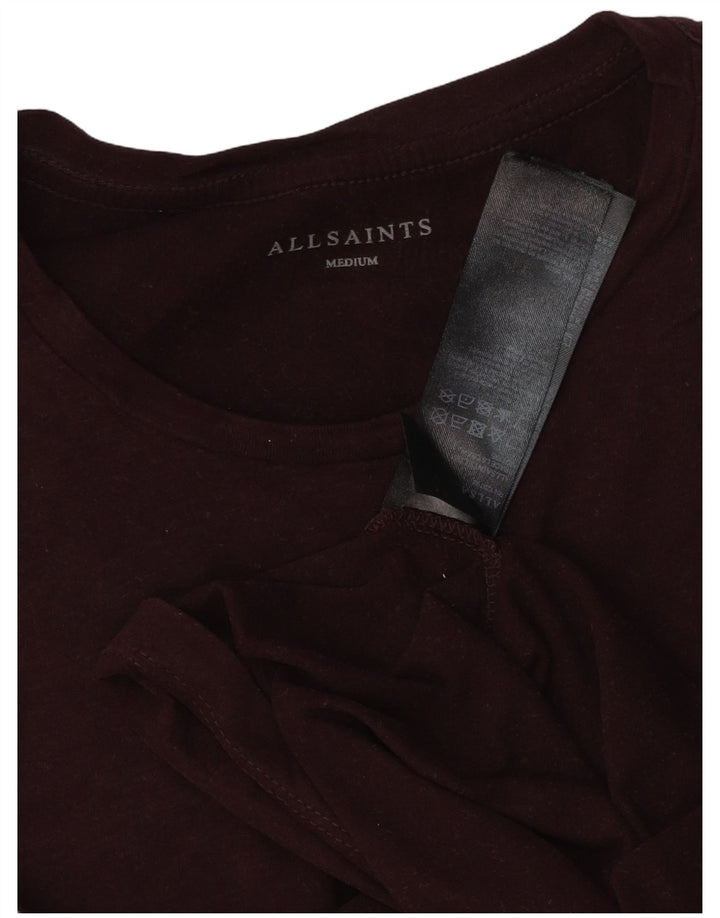 Maglia da uomo a maniche lunghe All Saints in cotone bordeaux medio