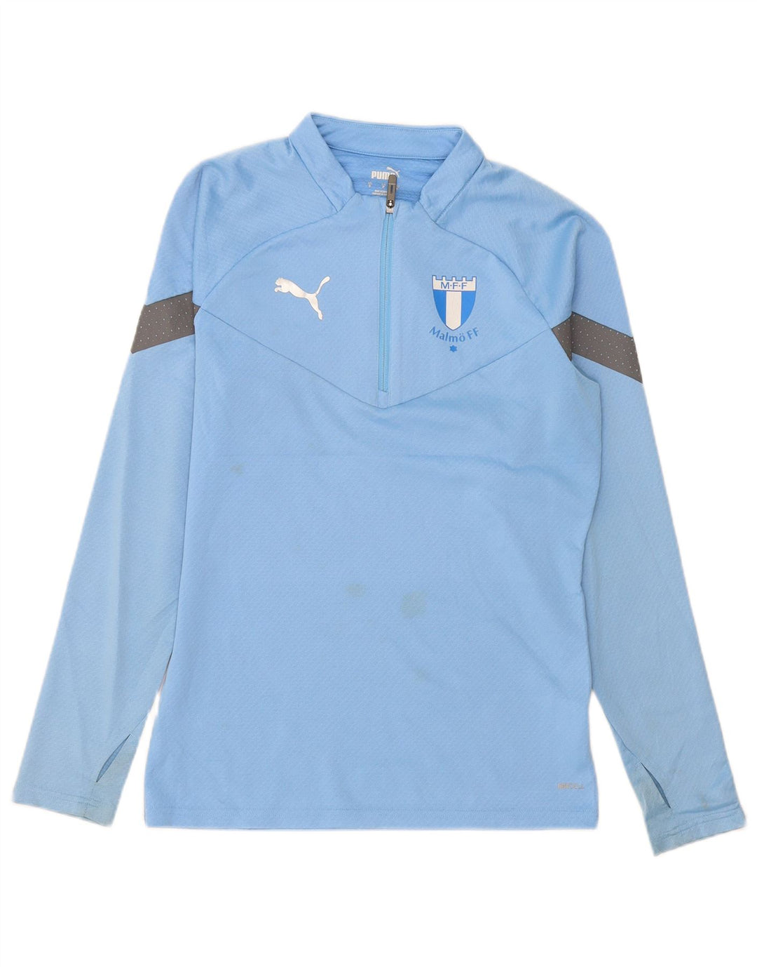 Maglia da tuta da uomo Puma con zip e collo, piccola, in poliestere a blocchi di colore blu
