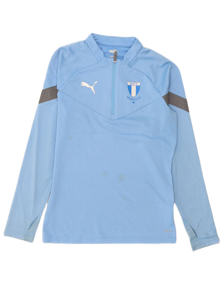 Maglia da tuta da uomo Puma con zip e collo, piccola, in poliestere a blocchi di colore blu