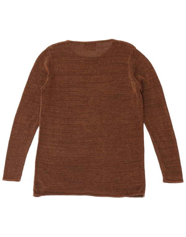 Top Zara da donna in maglia a maniche lunghe UK 12 Rayon screziato marrone medio