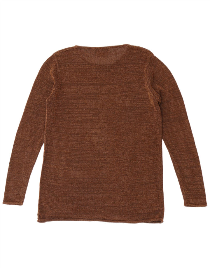 Top Zara da donna in maglia a maniche lunghe UK 12 Rayon screziato marrone medio