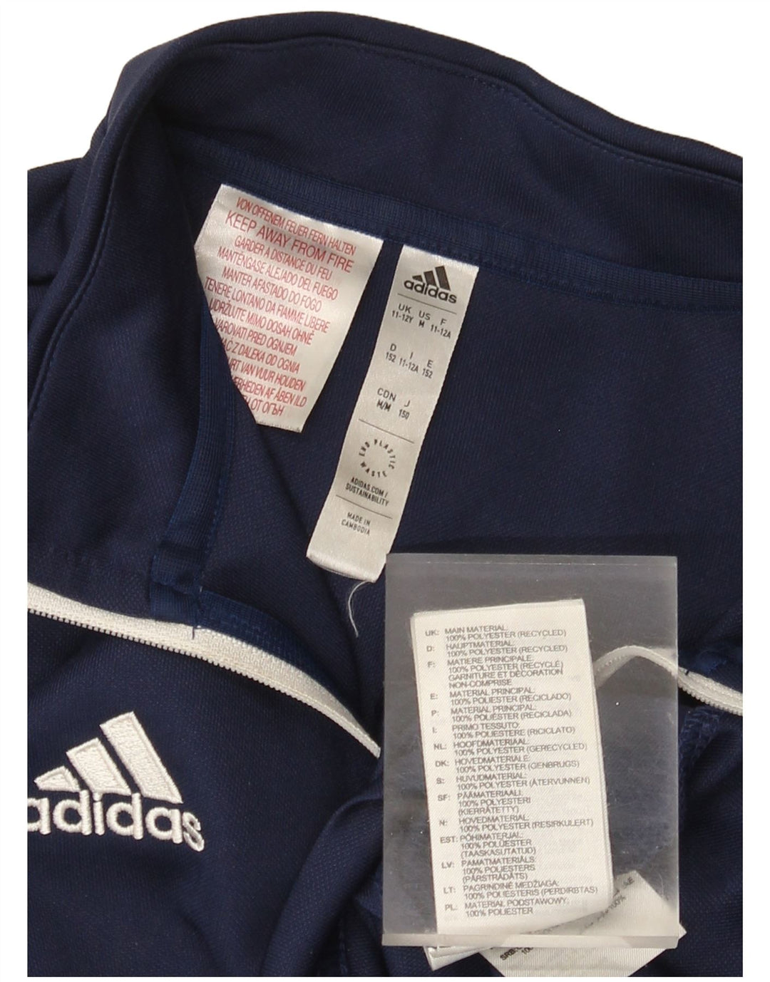 Top della tuta da ginnastica Adidas Aeroready Zip Neck Pullover da bambino 11-12 anni Blu navy