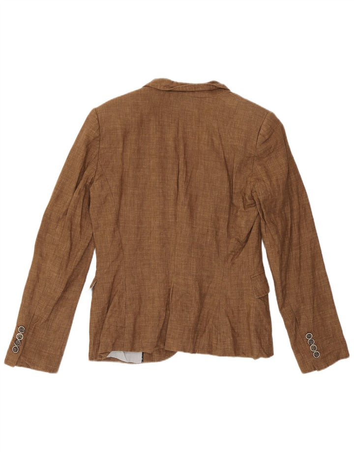 Giacca blazer da donna a 1 bottone Zara UK 14 Lino marrone medio