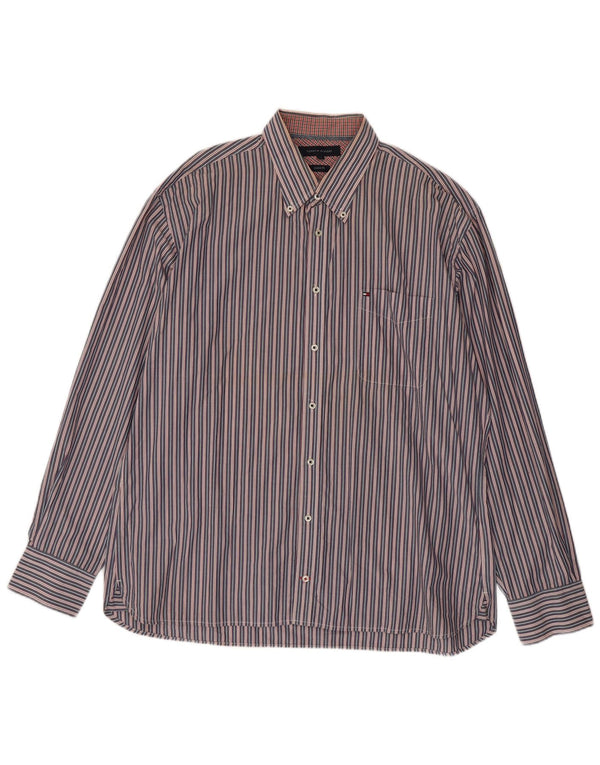 Camicia da uomo su misura Tommy Hilfiger 2XL cotone a righe blu