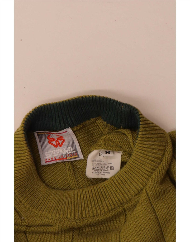 Maglione da uomo girocollo Stefanel in cotone color block verde medio
