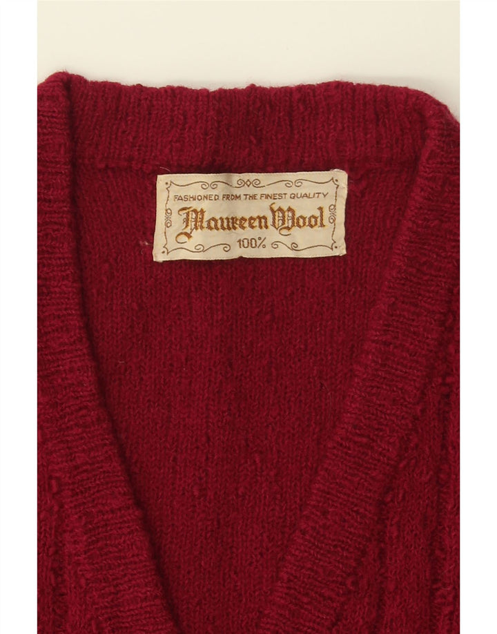 MAUREEN Womens Cardigan Sweater UK 10 Small Burgundy Wool Vintage Maureen and Second-Hand Maureen from Messina Hembry 