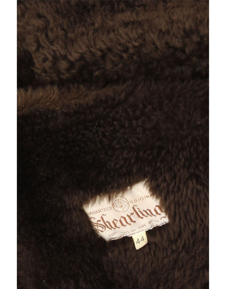 Cappotto in shearling vintage da donna dal taglio ampio IT 44 Shearling marrone medio invernale