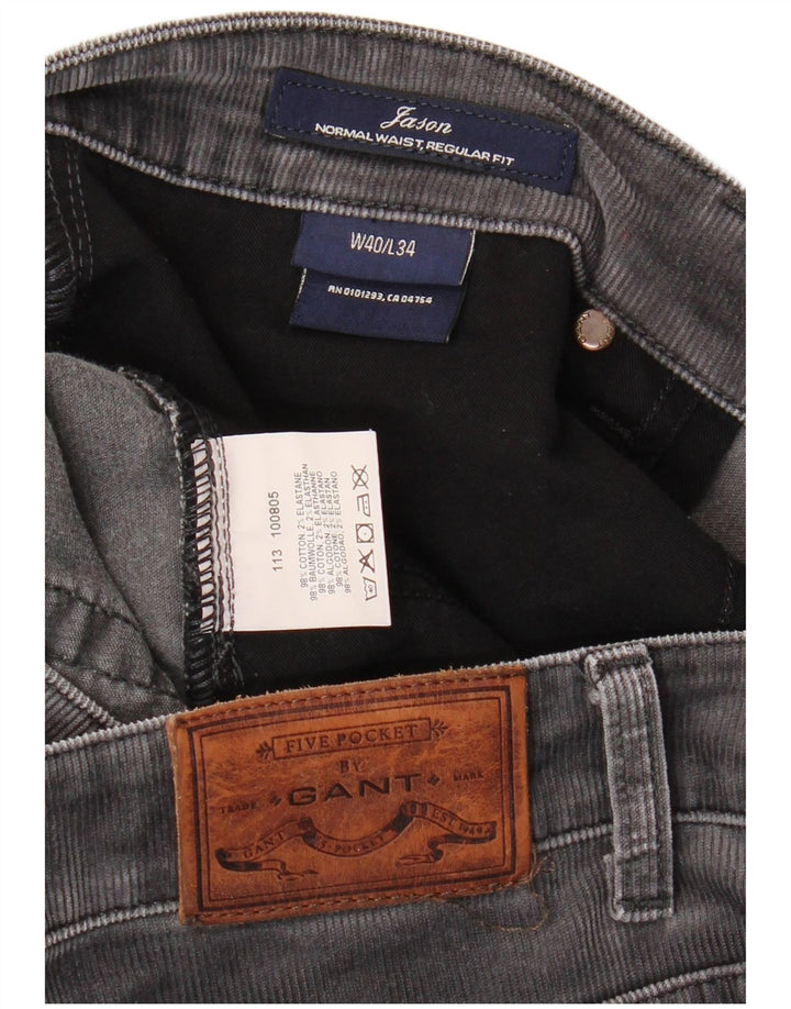 GANT Pantaloni da uomo Jason Regular Fit in velluto a coste dritti W40 L34 cotone grigio