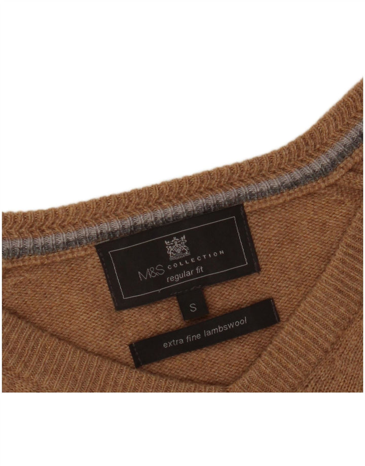 MARKS & SPENCER Maglione da uomo con scollo a V vestibilità regolare piccolo marrone