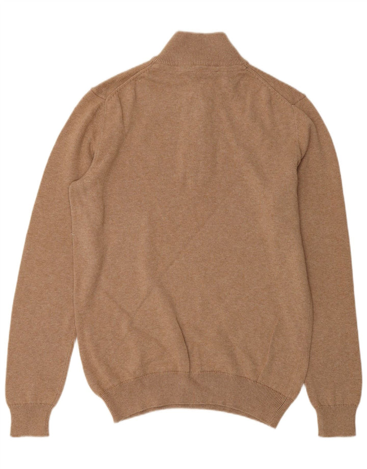 Crew Clothing Maglione da uomo con zip e collo piccolo in cotone beige