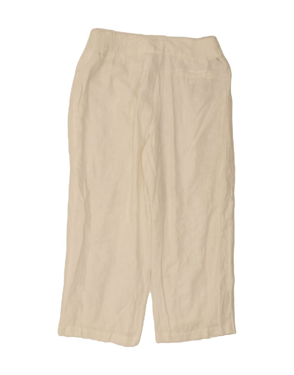 ORVIS Womens Wide Leg Cropped Trousers UK 12 Medium W30 L25  White Linen