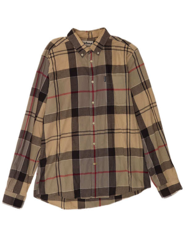 Barbour Uomo Camicia su misura vestibilità grande in cotone a quadri beige