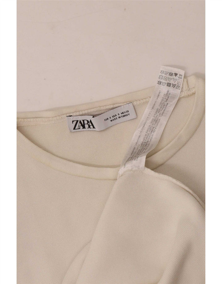 Vestito a trapezio senza maniche da donna Zara UK 10 piccolo bianco in poliammide