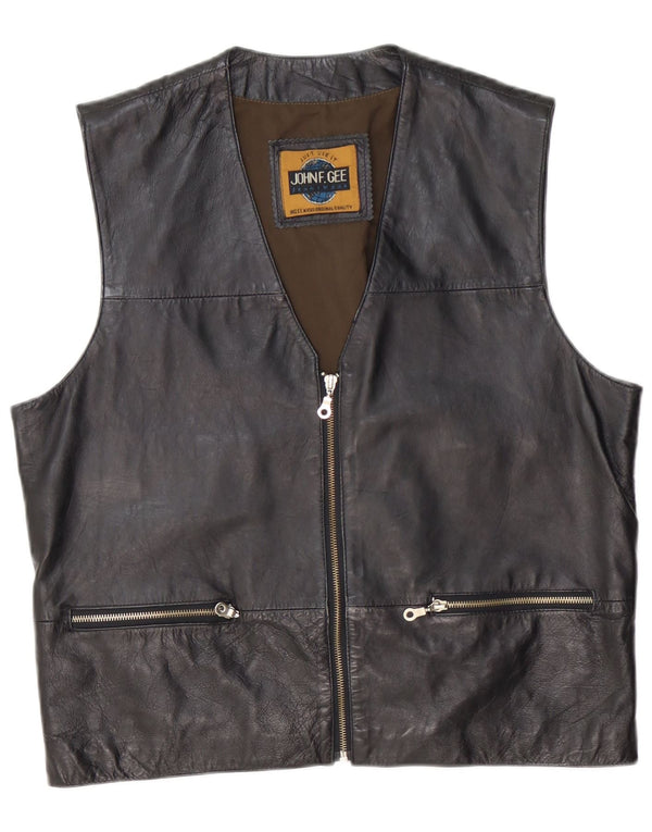 Gilet in pelle da uomo VINTAGE in pelle nera media