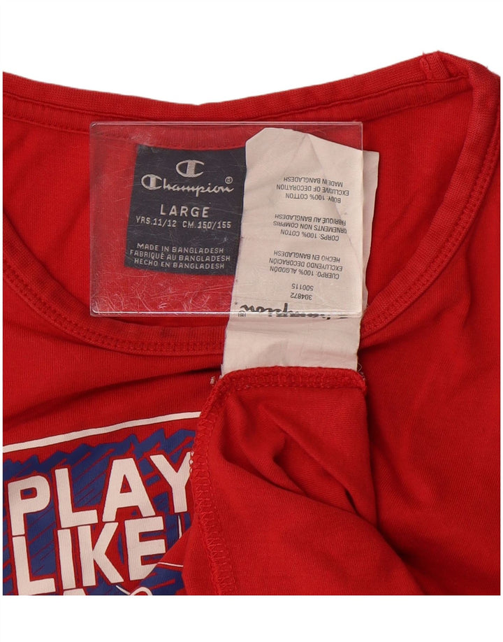 T-shirt grafica Champion da bambino, 11-12 anni, grande, in cotone rosso