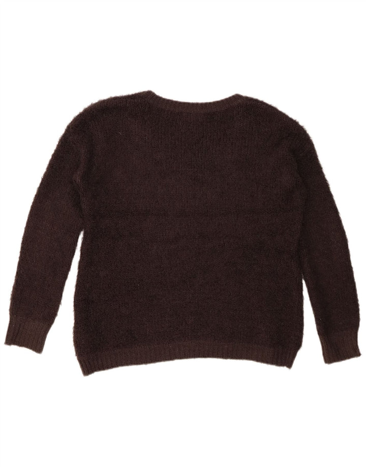 Maglione maglione oversize con scollo a barca da donna Marks & Spencer UK 10 piccolo marrone